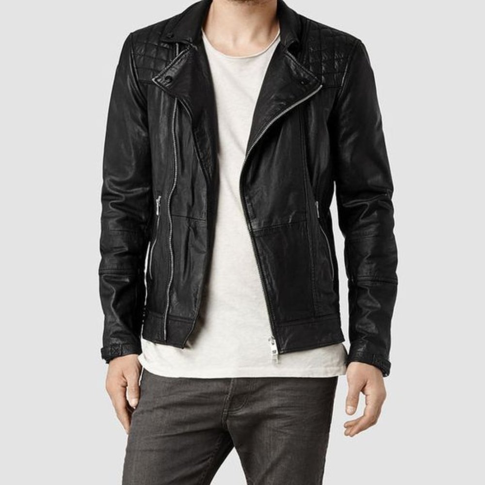 All Saints Kushiro Men's Small Leather Jacket - Like New